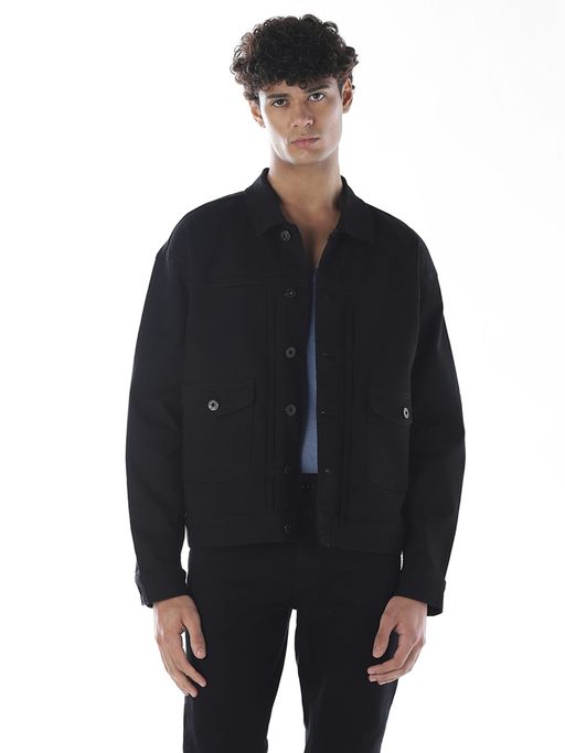 Jack & Jones Men Regular Fit Black Solid Jacket