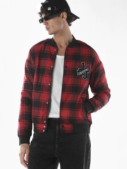 Jack & Jones - Men Regular Fit Red Checks Jacket