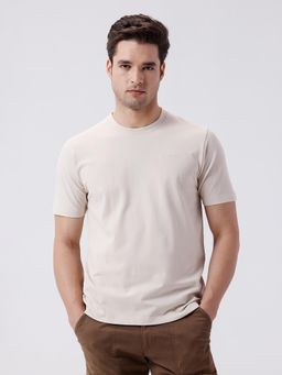 Crocodile - Beige Classic Stretch Crewn Neck T-Shirt