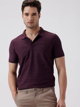 Crocodile - Brown Zig-Zag Textured Polo T-Shirt