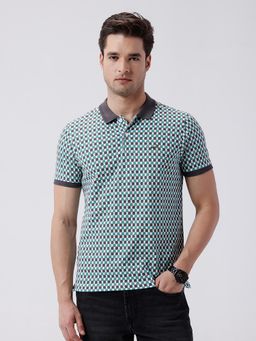Crocodile - Green Retro Classic Checked All Over Printed Polo T-Shirt
