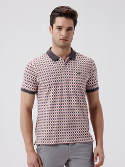 Crocodile - Brown Retro Classic Checked All Over Printed Polo T-Shirt