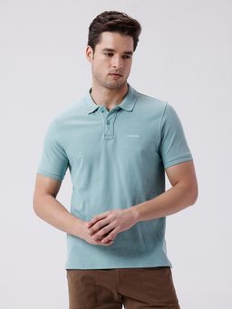 Crocodile - Blue Tencel Honeycomb Pique Polo T-Shirt