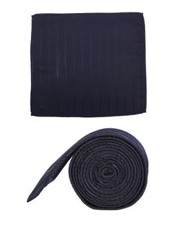 Peter England - Mens Navy Blue Tie and Pocket Square