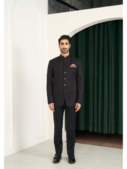 Gargee Designers - Poly Wool Solid Black Jacket and Pant