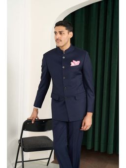 Gargee Designers - Poly Wool Solid Blue Jacket and Pant
