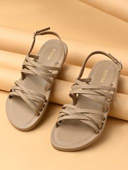 ROCIA - By Regal Beige Women Stylish Flat Sandals