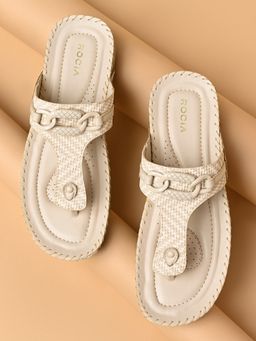 ROCIA - By Regal Cream Women Comfort Buckled Flats