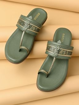 ROCIA - By Regal Green Women Comfort Laser Cut Kolhapuris
