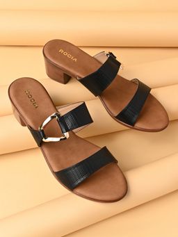ROCIA - By Regal Black Women Block Heel Sandals