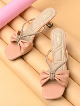 ROCIA - By Regal Peach Women Diamond Studded Kitten Heel Sandals