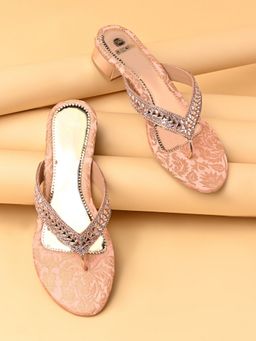 ROCIA - By Regal Pink Women Diamond Embellished Block Heels