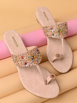 ROCIA - By Regal Pink Women Embroidered One Toe Kolhapuri