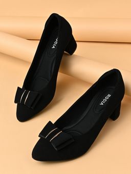 ROCIA - By Regal Black Women Bow Embellished Pumps Heels