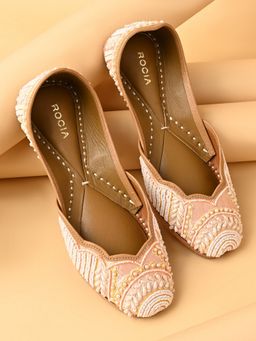 ROCIA - By Regal Peach Women Pearl Embroidered Juttis