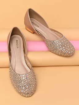 ROCIA - By Regal Rose Gold Women Mesh Embellished Juttis