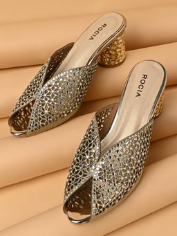 ROCIA - By Regal Gold Women Bridal Embellished Block Heels