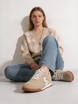 Louis Stitch - Beige Lightweight and Comfortable Casual Lace-Up Sneakers