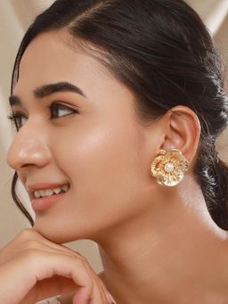 Aatmana - White Plated Floral Shaped Studs