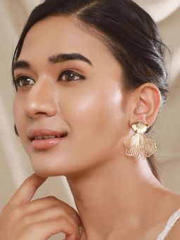 Aatmana - Gold Plated Petal Shaped and Textured Contemporary Studs