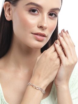 Carlton London - 925 Sterling Silver Rhodium Plated Link Bracelet