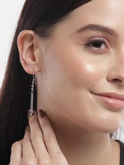 Carlton London - 925 Sterling Silver Rhodium Plated Contemporary Drop Earring