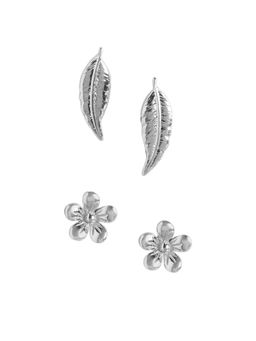 Carlton London - 925 Sterling Silver Rhodium-Plated Floral Stud Earring (Pack of 2)