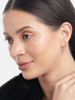 Carlton London - 925 Sterling Silver 18Kt Rose Gold Plated with Cz Heart Drop Earring