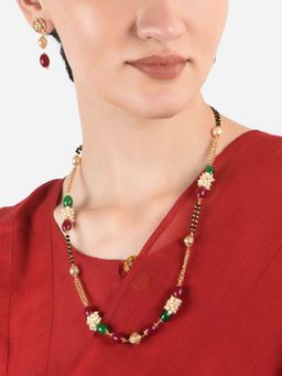 Fida - Wedding Multicolor Gold Plated Geometric Beads Ethnic Wear Jewellery Set for Women