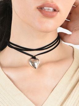 ToniQ - Lavish Silver Plated Heart Casual Wear Long Necklace For Women