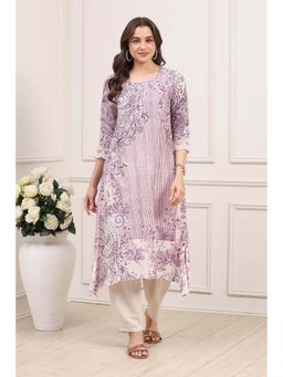 Biba - Purple Viscose Paisley Printed Kurta