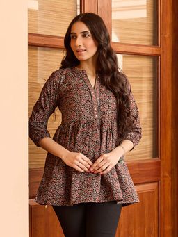 Women Plus - Multi-Color Cotton Floral Printed Tunic