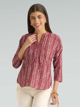 Women Plus - Pink Pure Cotton Printed Tunic