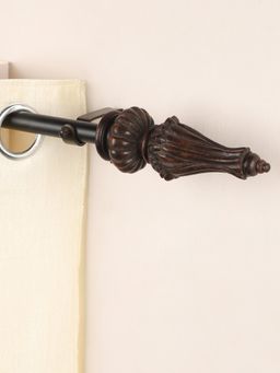 The Decor Mart - 84"-144" Regalia Wooden Finial Extendable Curtain Rod Black 19Mm (Hardware Included)