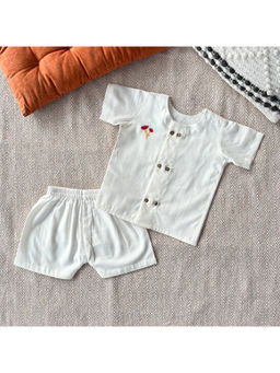 Bhaakur - The Tulip Voile Jhabla and Shorts (Set of 2)