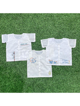 Bhaakur - White Half Sleeves Jhablas (Pack of 3)