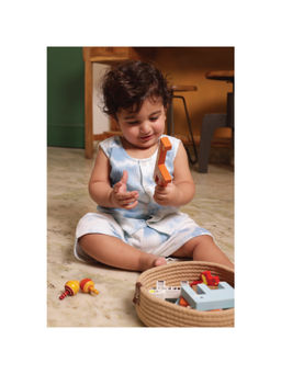 Bhaakur - Blue Tie Dye Jhabla and Shorts (Set of 2)