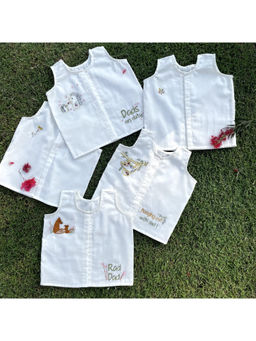 Bhaakur - White Sleeveless Jhablas (Pack of 5)
