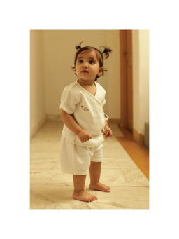 Bhaakur - Bird Muslin Jhabla and Shorts (Set of 2)
