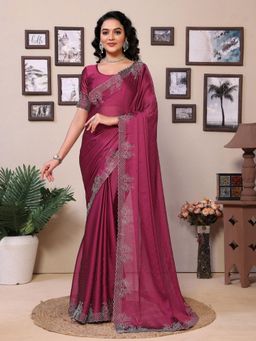 Gahan - Pink Art Silk Festive Saree with Unstitched Blouse