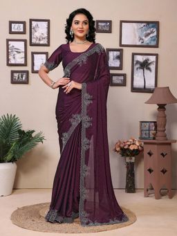 Gahan - Purple Art Silk Festive Saree with Unstitched Blouse