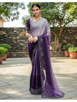 Gahan - Purple Art Silk Festive Saree with Unstitched Blouse