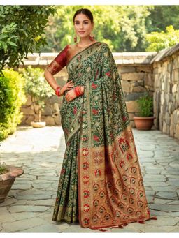 Gahan - Green Art Silk Festive Saree with Unstitched Blouse