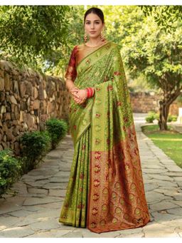 Gahan - Olive Art Silk Festive Saree with Unstitched Blouse