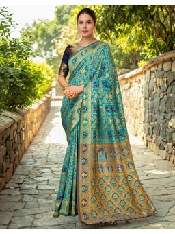 Gahan - Blue Art Silk Festive Saree with Unstitched Blouse