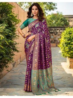 Gahan - Purple Art Silk Festive Saree with Unstitched Blouse