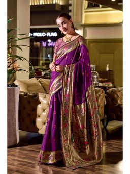 Gahan - Purple Art Silk Festive Saree with Unstitched Blouse