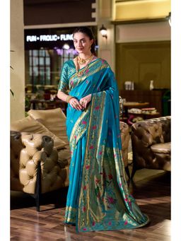 Gahan - Blue Art Silk Festive Saree with Unstitched Blouse