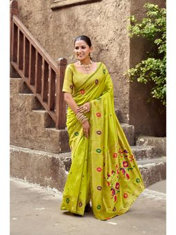 Gahan - Yellow Art Silk Festive Saree with Unstitched Blouse