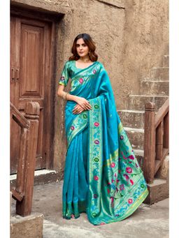 Gahan - Blue Art Silk Festive Saree with Unstitched Blouse